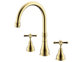 Milli Voir Hob Kitchen / Spa Set Cross Handle Brass Gold (4 Star)