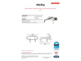 Specification Sheet - Mizu Drift Wall Basin / Bath Mixer Set with Curved Spout Kit Brushed Nickel (6 Star)