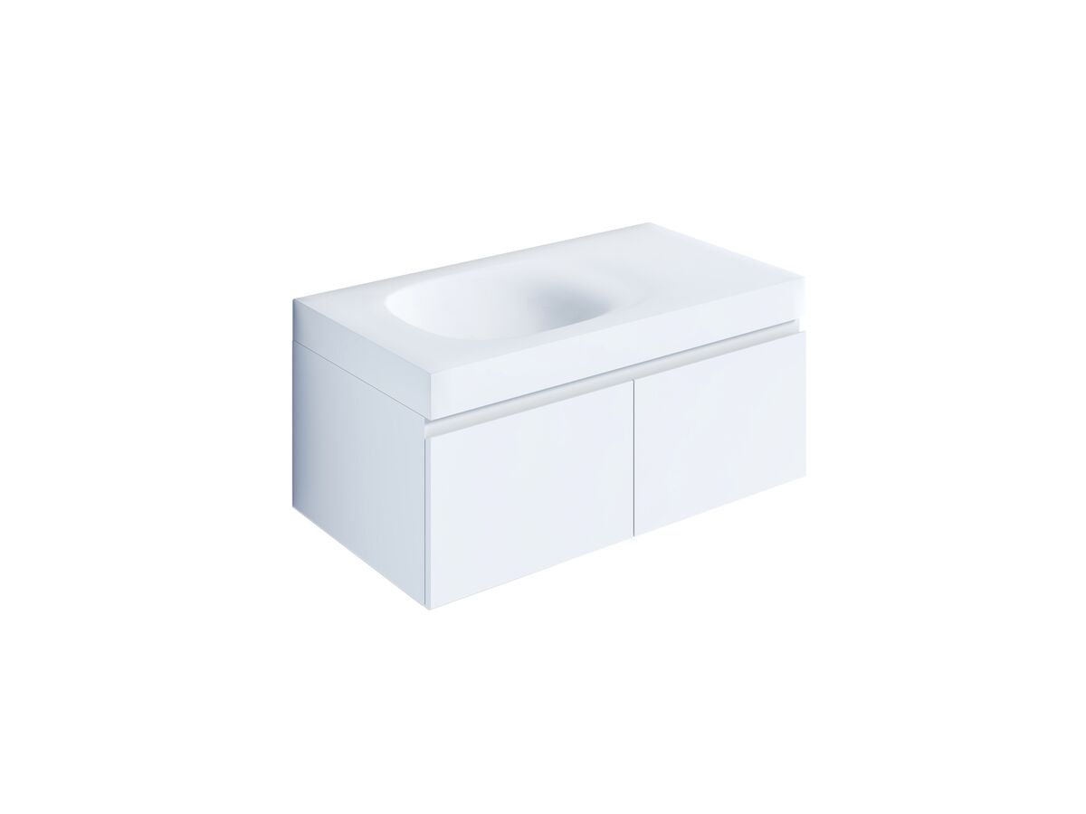 Kado Lussi 900mm Wall Hung Vanity Unit with Two Soft Close Doors Satin White Painted Finish