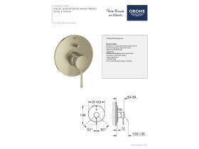 Technical Guide - GROHE Essence New Shower / Bath Mixer Tap With Diverter Trimset Brushed Nickel