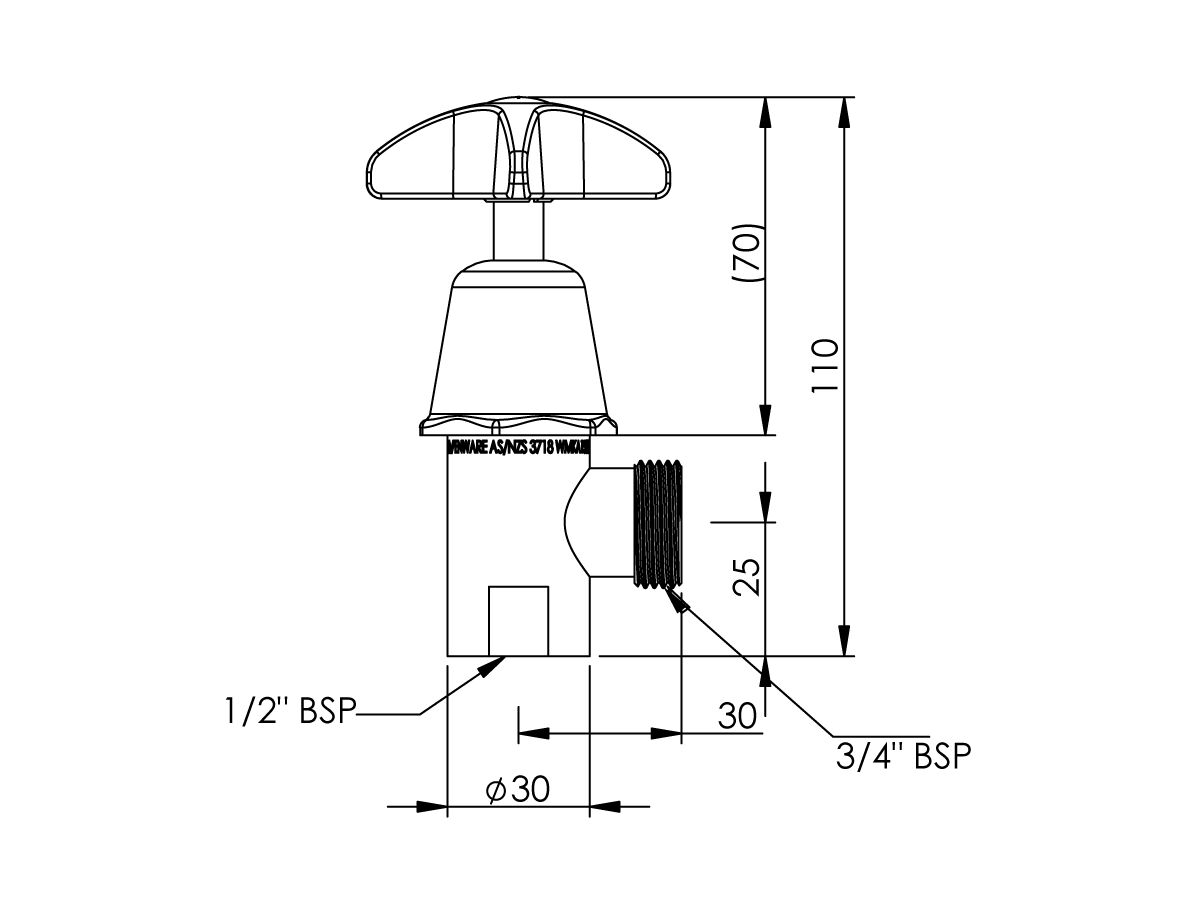 Enware Vandal Proof Right Angle Washing Machine Stop Capstan Handle Chrome