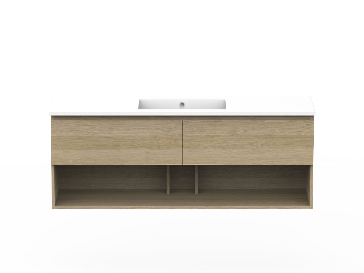 Posh Domaine Plus Open Shelf AllDrawer 1500mm Single Bowl Basin Wall