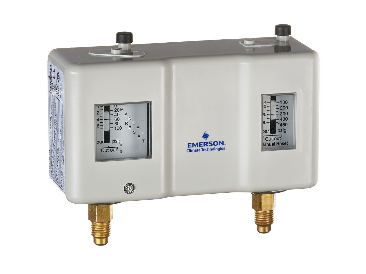 Emerson Dual Pressure Control Manual Reset On High/Low Side 1/4" Male Flare 099007 PS2-R7A 65/49 218/290 STD (PS-31098-8) (ASIA)"
