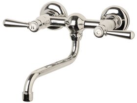 Classic Provincial Exposed Wall Bridge Sink Set Swivel Lever Chrome (4 Star)