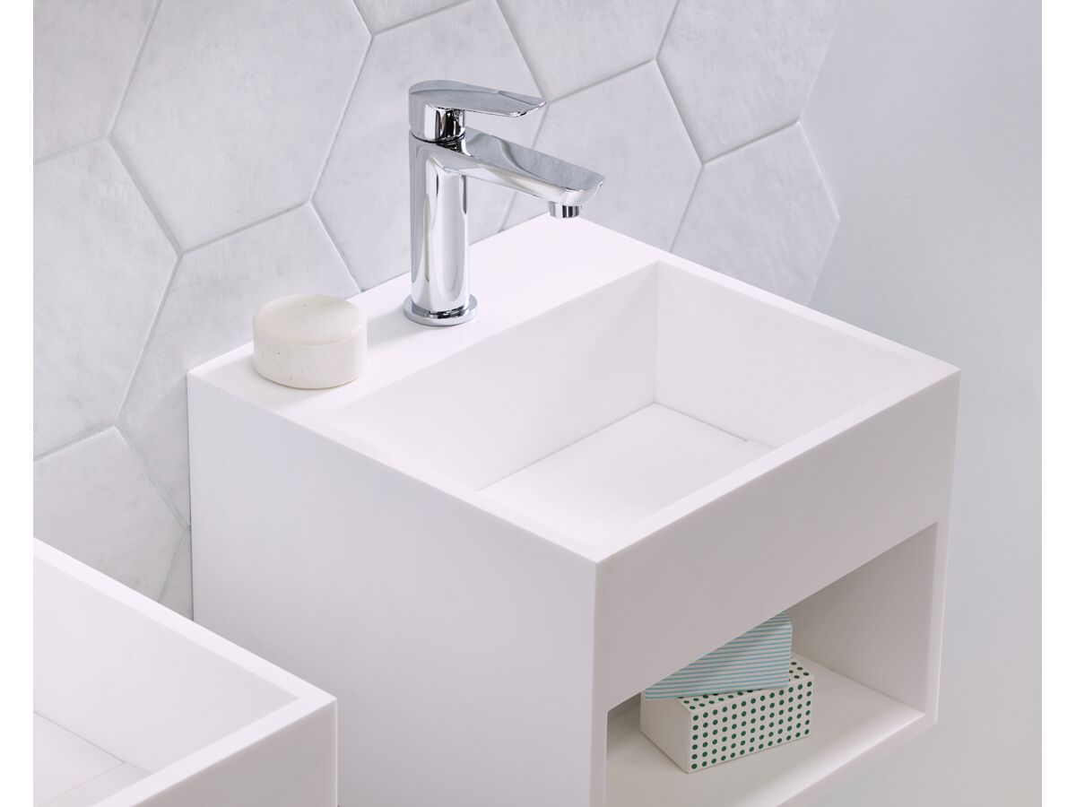 Kado Aspect Solid Wall Basin 330x330mm 1 Taphole White