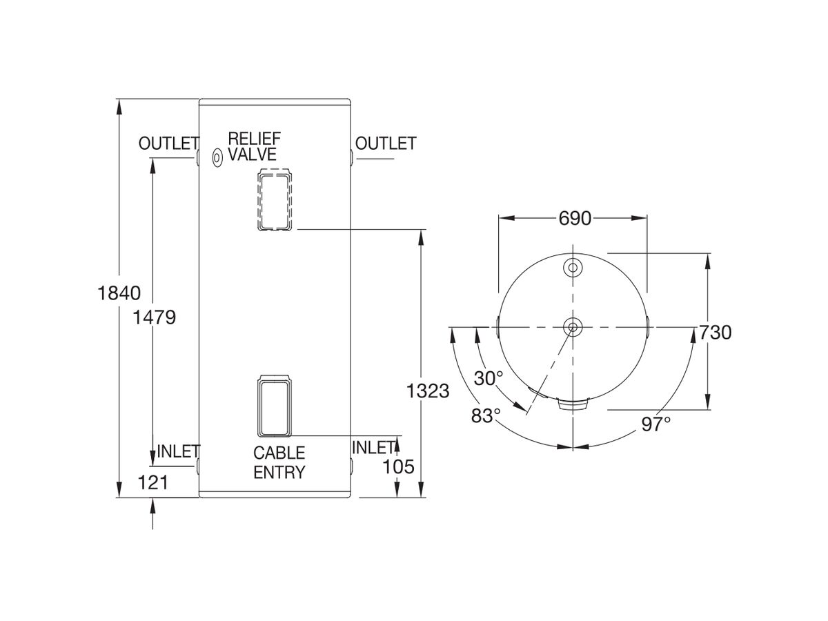Everhot 400L 4.8kW Single Element Electric Hot Water System from Reece