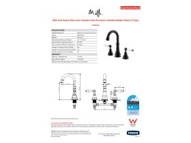 Specification Sheet - Milli Voir Basin Set Lever Handle with Porcelain Handles Matte Black (5 Star)