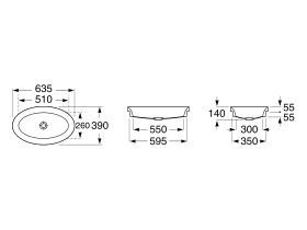 Roca Virginia Oval Semi Inset Basin 635mm x 390mm No Taphole White