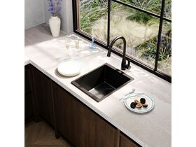 Memo Freya Compact Single Bowl Sink No Taphole Granite Black