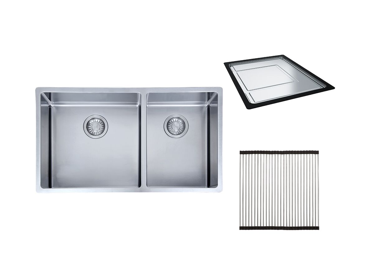 Franke Bow BXX220-42/29SBR 1 3/4 Bowl Small Bowl on RIght Side Inset/Undermount/Flushmount Sink Pack Type 2 Stainless Steel
