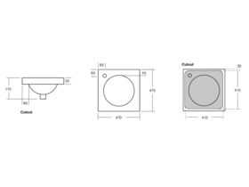 Kado Lux Square Semi inset Basin 1 Taphole White