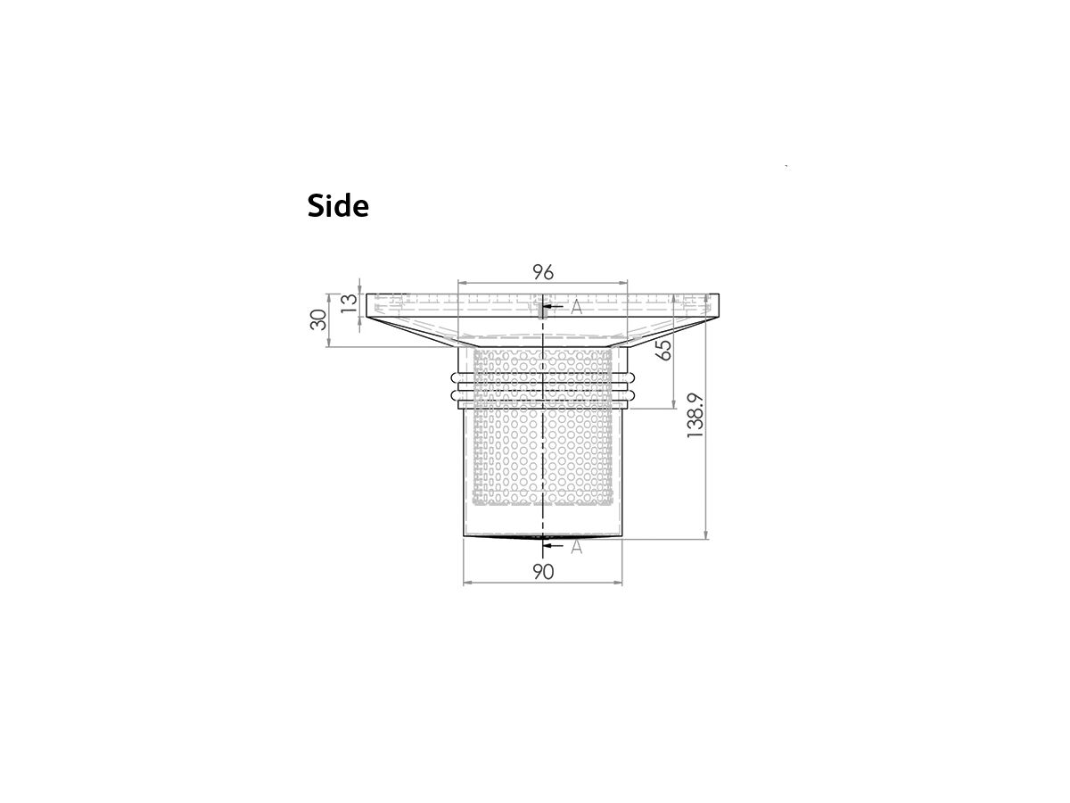 200mm Square Bucket Trap Push-In Stainless 200mm