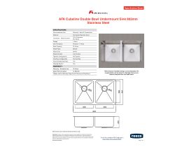 Specification Sheet - AFA Cubeline Double Bowl Undermount Sink 802mm Stainless Steel