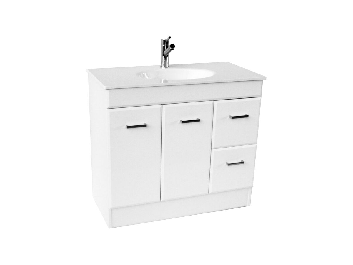 Posh Bristol Vanity Unit with Kick 2 Door 2 Drawer 910mm White