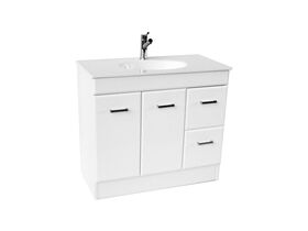 Posh Bristol Vanity Unit with Kick 2 Door 2 Drawer 910mm White