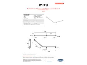 Specification Sheet - Mizu Drift 840 x 715 x 40 Degree Accessible Toilet Grab Rail Modular Right Hand Brushed Stainless Steel