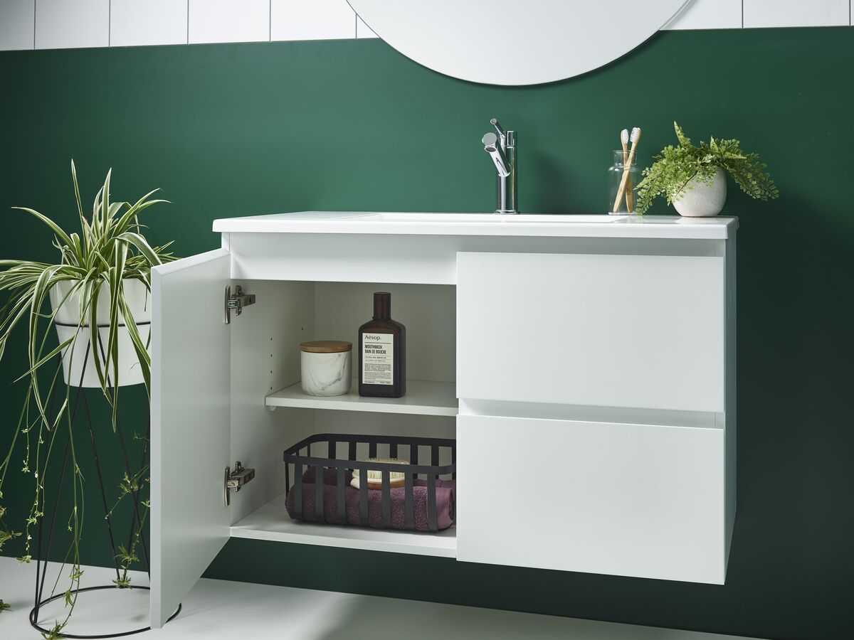 Posh Domaine 900mm Wall Hung Vanity Unit Conventional Centre Basin