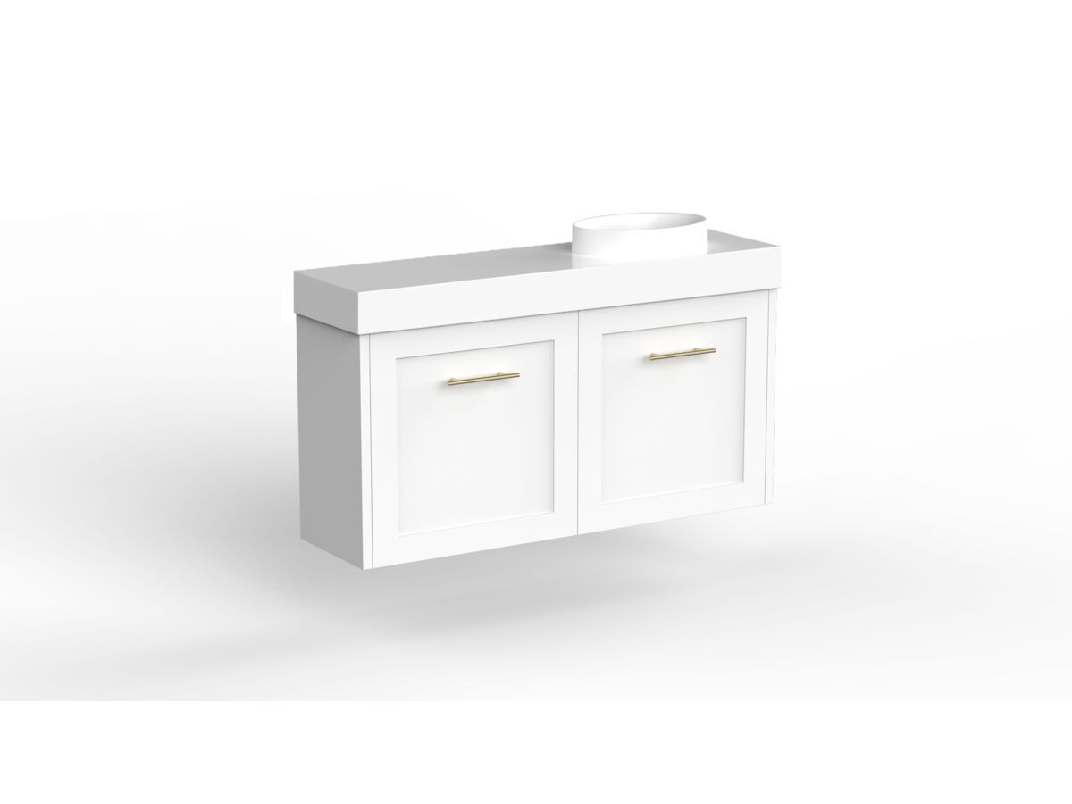 Kado Lux Petite Vanity Unit Wall Hung 900 Right Bowl Statement Top (Basin Included)