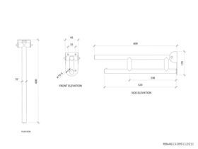 Leo Drop Down Grab Rail Stainless Steel 610mm Chrome