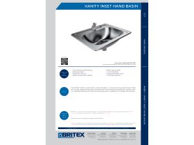 Technical Guide - Britex Vanity Inset Basin 500X405X160 Stainless Steel