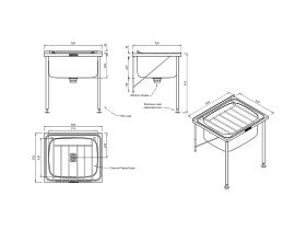 Britex Cleaners Sink with Grate and Stainless Steel Legs