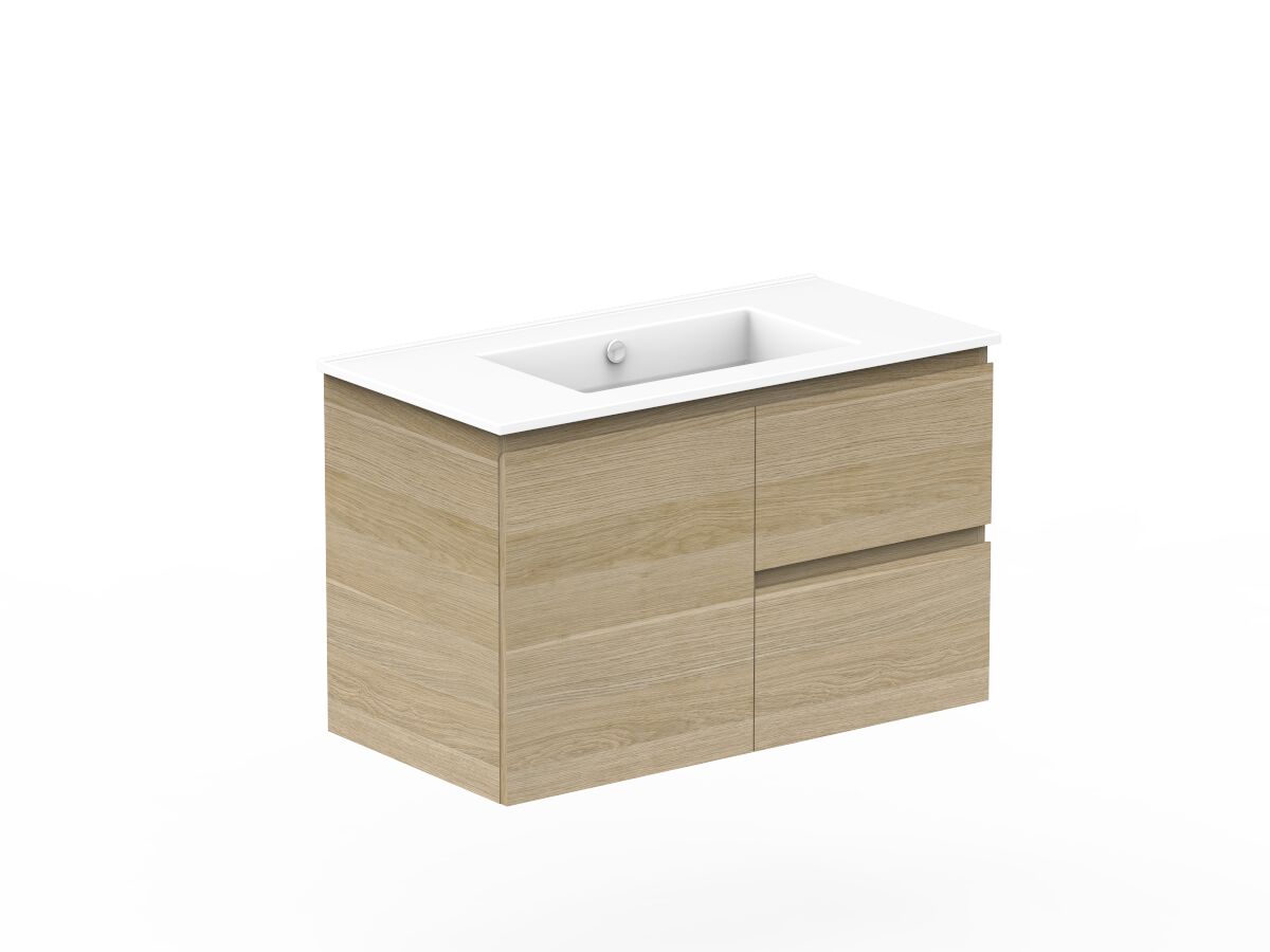 Posh Domaine Plus 900mm Wall Hung Vanity Unit Conventional Ceramic Top