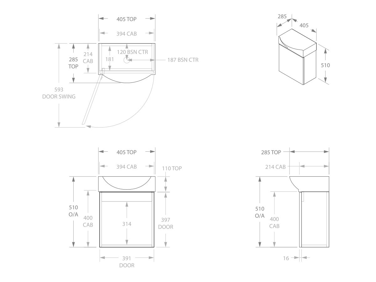 Tiny Semi Recessed Wall Hung Vanity Unit