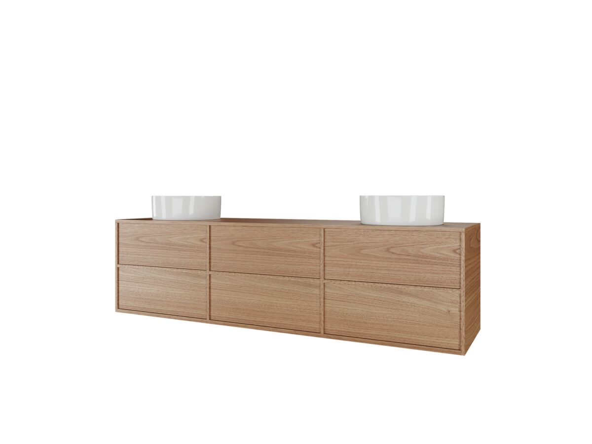 Kado Aspect 1800mm Wall Hung Vanity Unit Double Bowl Timber Top from Reece