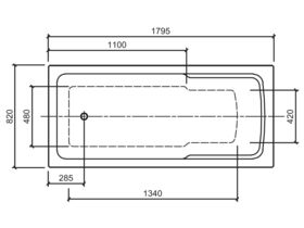 Posh Kensington Shower Bath 1795mm x 820mm x 495mm White
