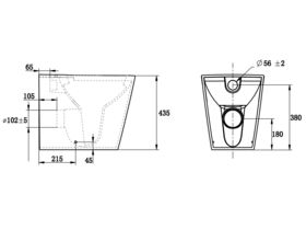 Kado Lux Back to Wall Overheight White Pan (4 Star)
