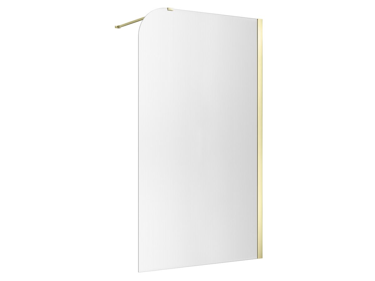 Hero - Kado Lux Frameless Curved Right Fluted Panel with Wall Channel 1200mm Brushed Brass