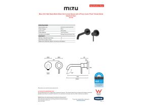 Specification Sheet - Mizu Drift Wall Basin/Bath Mixer Set Curved Spout with 2-Piece Cover Plate Trimset Matte Black (6 Star)