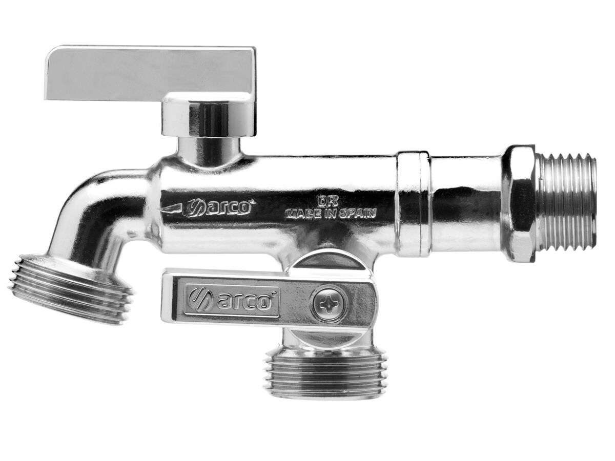 Arco Double Grifo with Non Return Valve Chrome Male 20mm