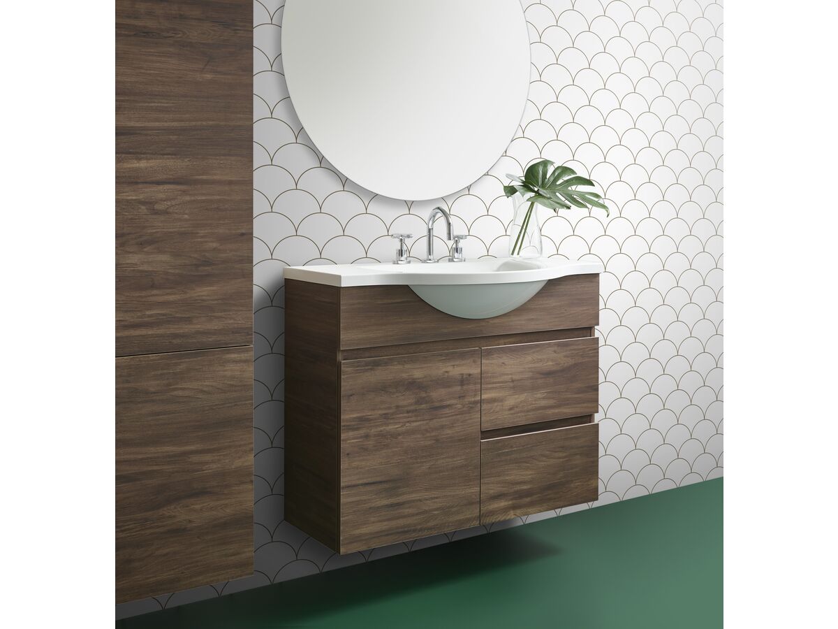 Posh Domaine 900mm Wall Hung Vanity Unit SemiRecessed Centre Bowl Cast
