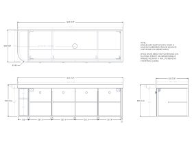 Technical Drawing - Kado Era 50mm Durasein Statement Top Single Curve All Door 1650mm Wall Hung Vanity with Center Basin