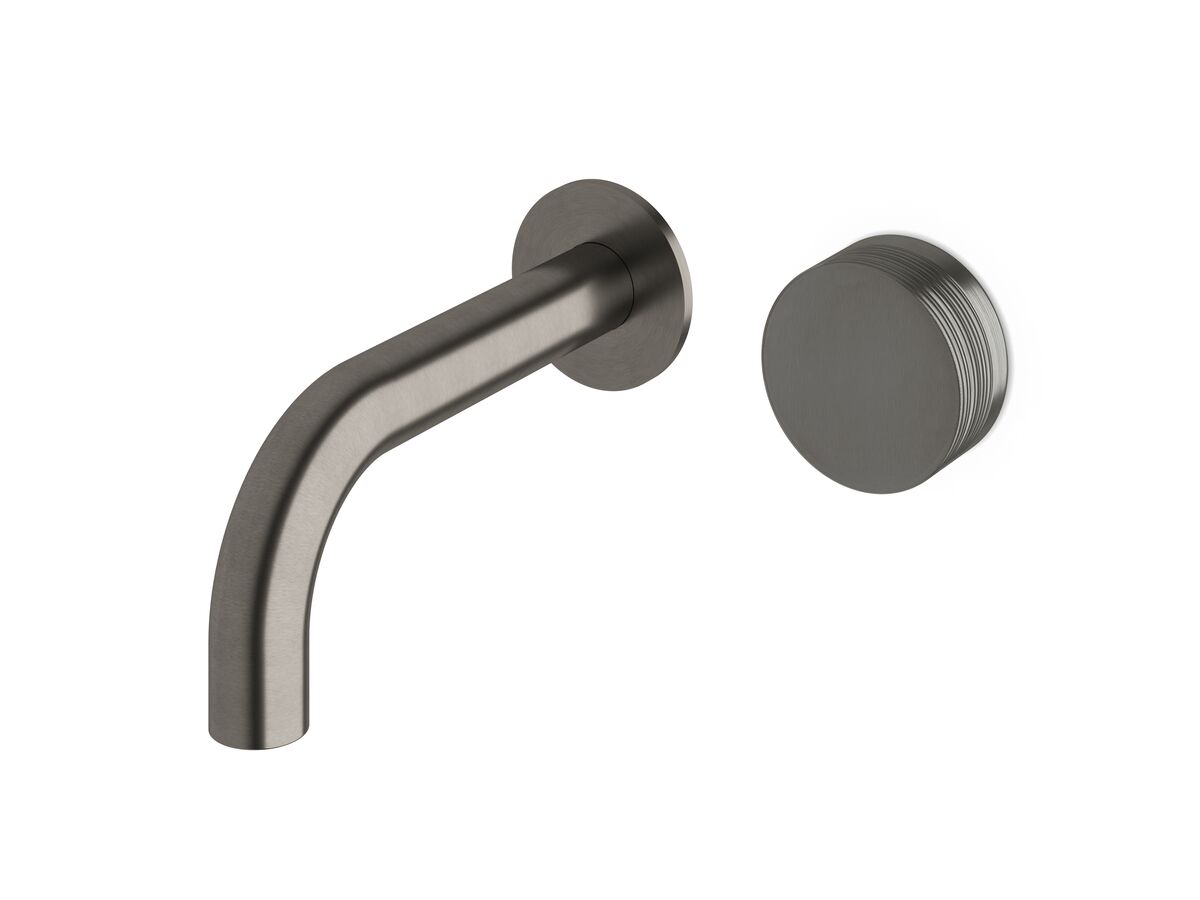 Milli Pure Progressive Wall Bath Mixer System 160mm with Cirque Textured Handle Brushed Gunmetal