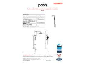 Specification Sheet - Posh Domaine Twin Rail Shower with Top Rail Water Inlet Matte Black (3 Star)