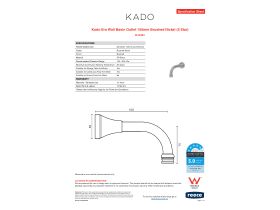 Specification Sheet - Kado Era Wall Basin Outlet 150mm Brushed Nickel (5 Star)