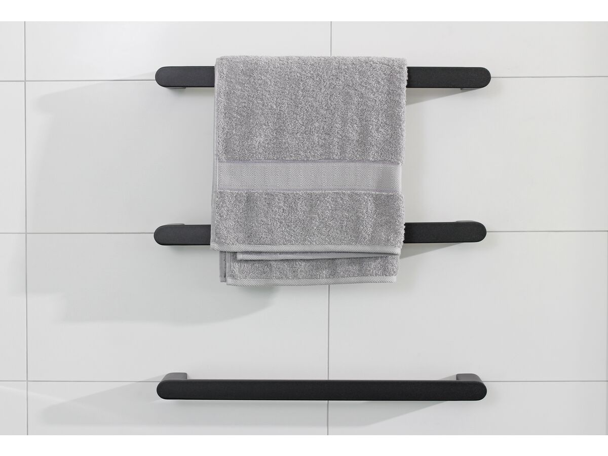 Milli Rush Heated Towel Rail 832mm (Each) Black from Reece
