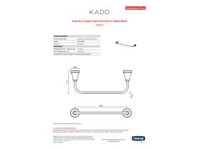Specification Sheet - Kado Era Single Towel Rail 300mm Matte Black