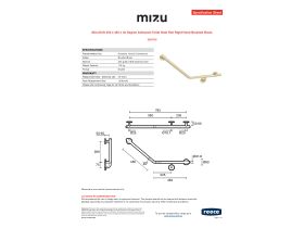 Specification Sheet - Mizu Drift 450 x 450 x 40 Degree Ambulant Toilet Grab Rail Right Hand Brushed Brass