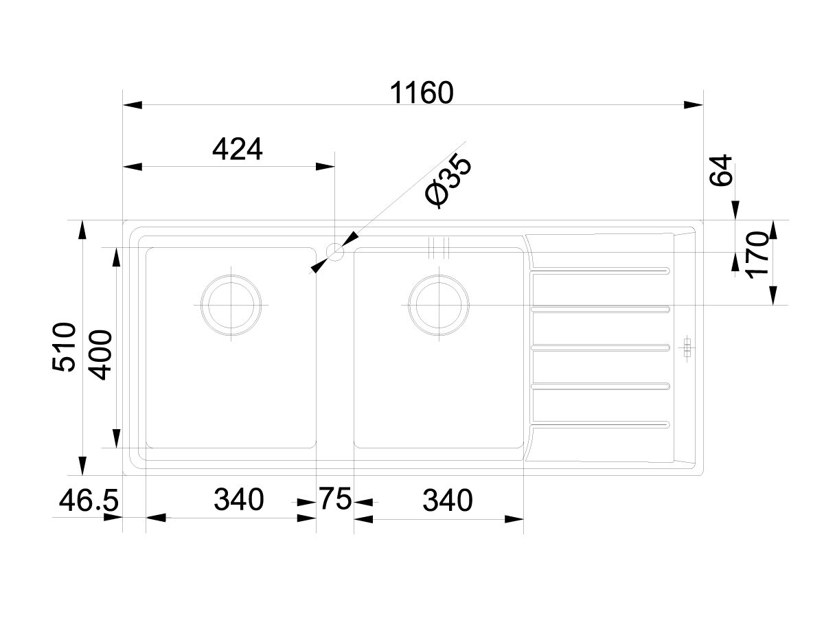 Franke Neptune Plus NPX621 Double Bowl Sink with Drainer, Left Hand