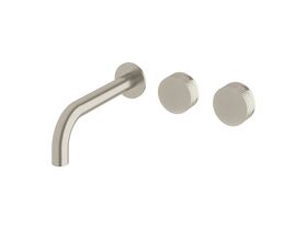 Milli Pure Wall Basin Hostess System 200mm Right Hand with Diamond Textured Handles Brushed Nickel (3 Star)