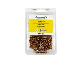 Bridgland Button Head Screw Timber Yellow Zinc 8-15 x 25mm (100)