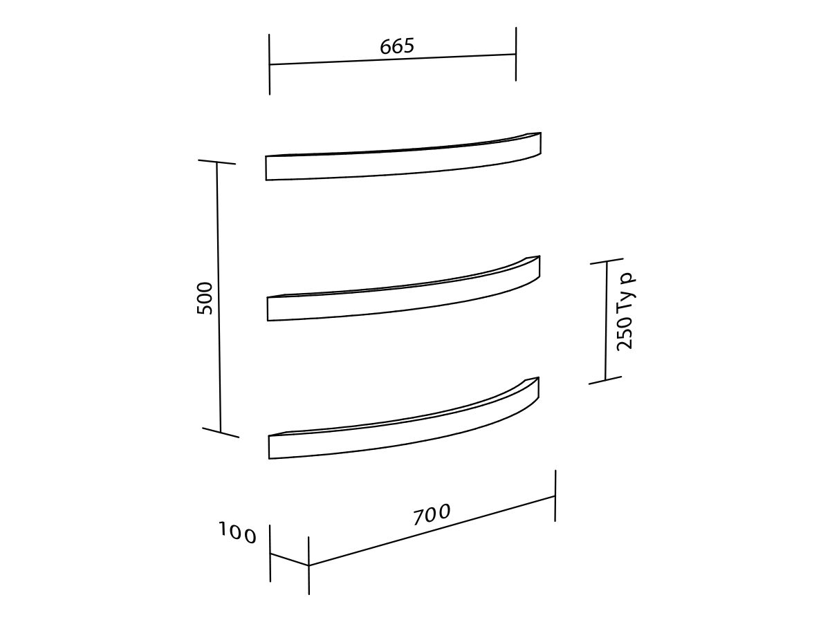 Kado Lux Curve Heated Towel Rail (Each) Stainless steel