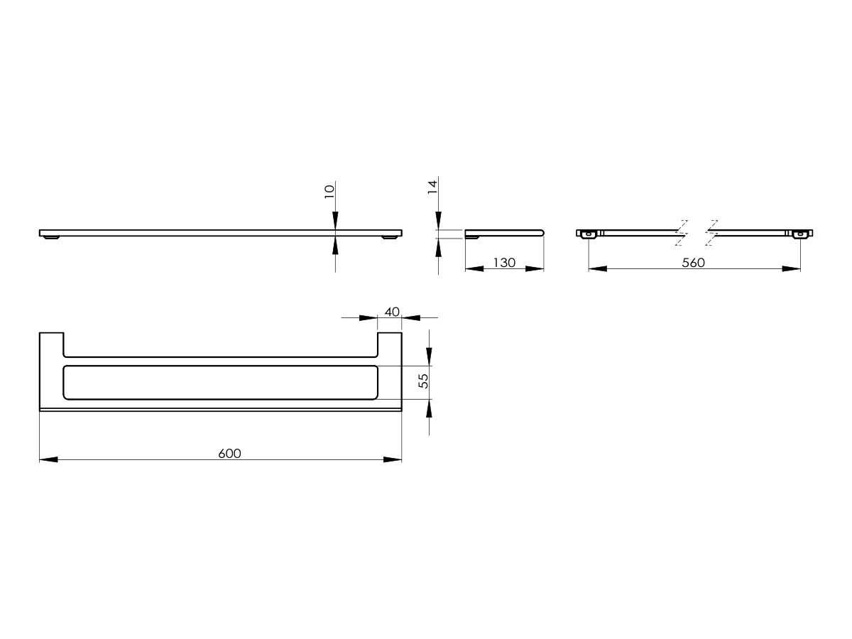 Milli Meld Edit Double Towel Rail 600mm Brushed Nickel from Reece
