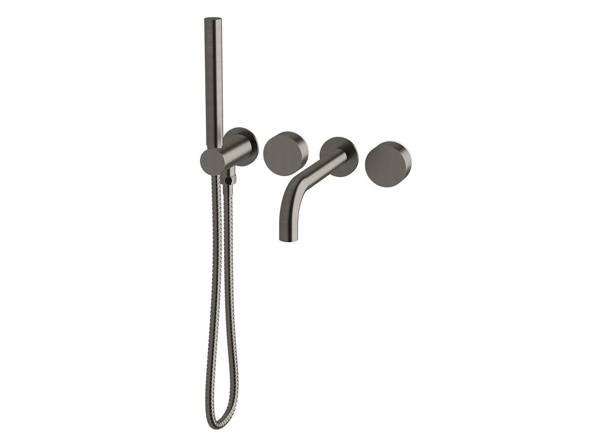 Milli Pure Progressive Bath Mixer System with Hand Shower Right Hand Brushed Gunmetal