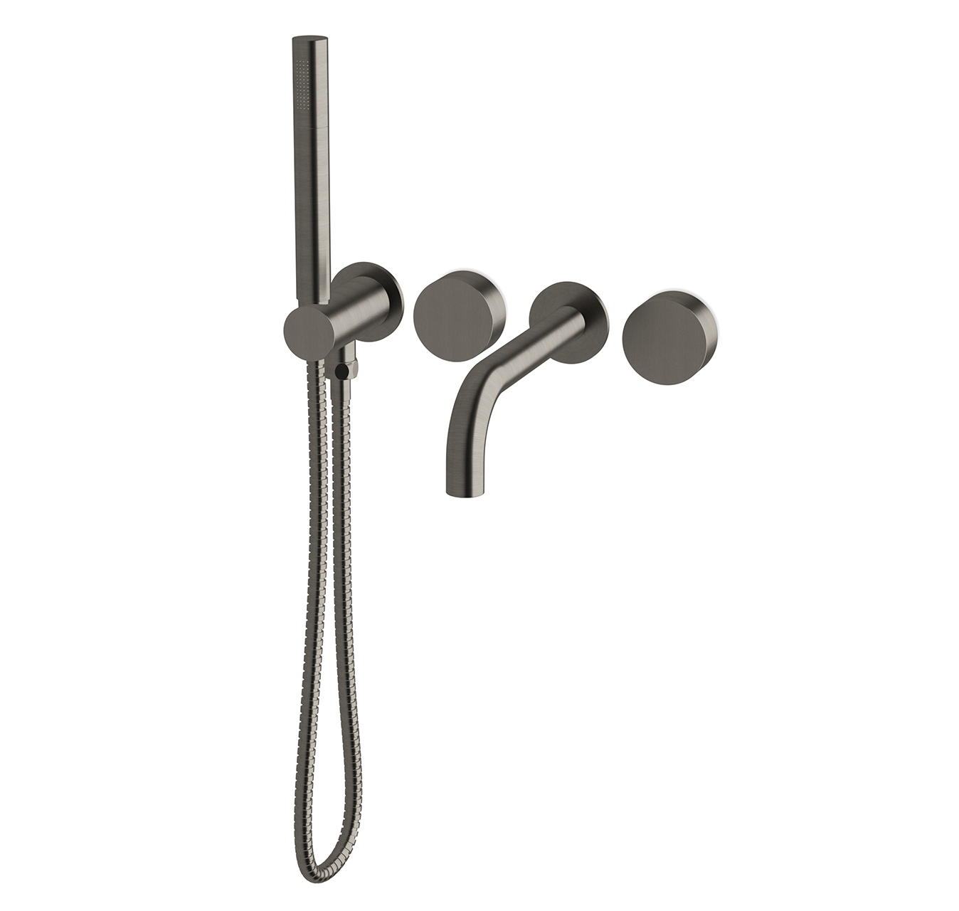 Milli Pure Progressive Bath Mixer Tap System 200mm with Hand Shower Right Hand Brushed Gunmetal