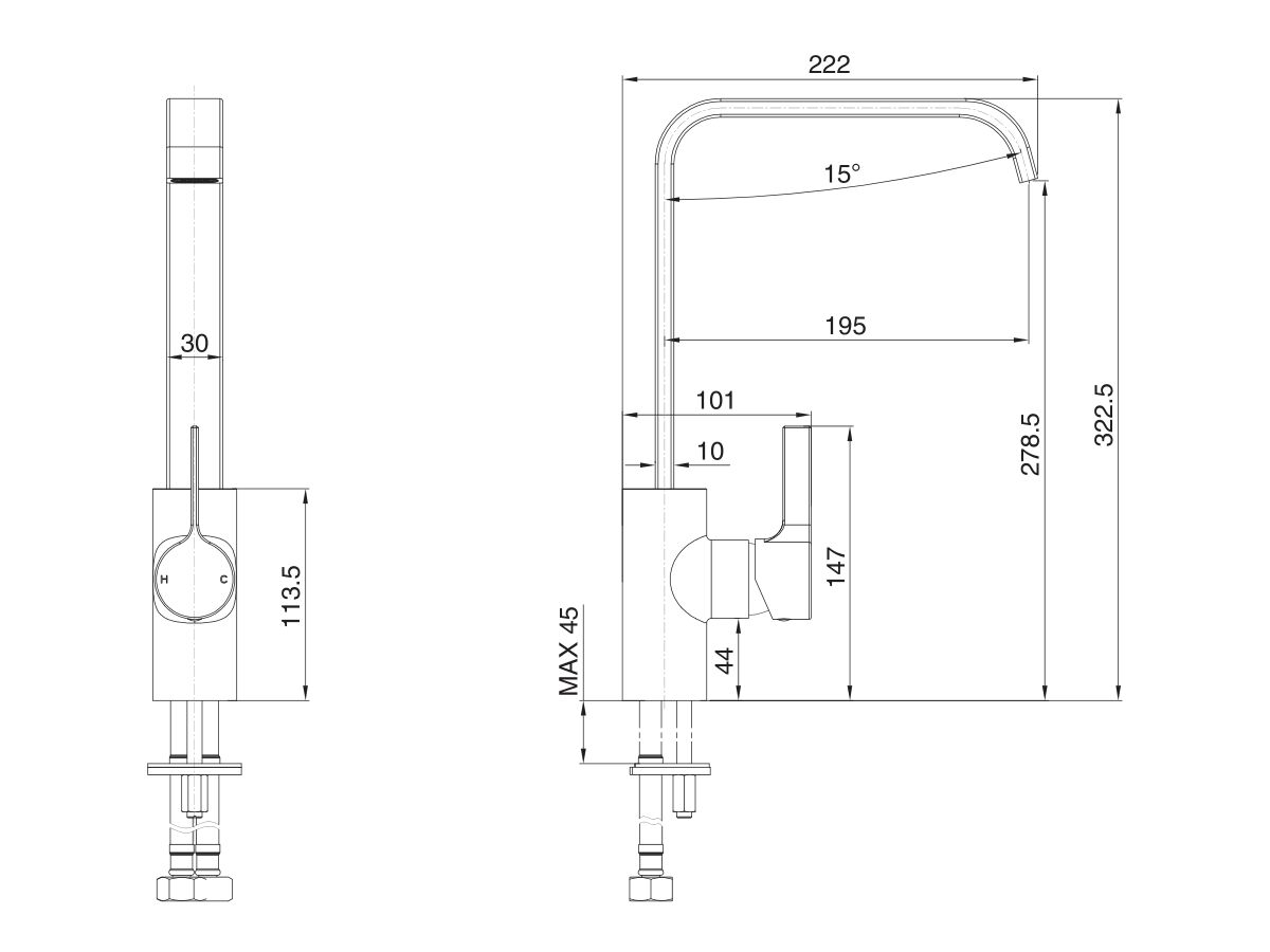 Mizu Stream Sink Mixer Tap Matte Black (4 Star) from Reece