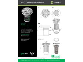 Specification Sheet - Round 150mm Grate Bucket Trap Push-In PVC 100mm